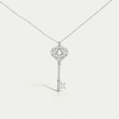 Key Shape Semi Mount Pendant Necklaces