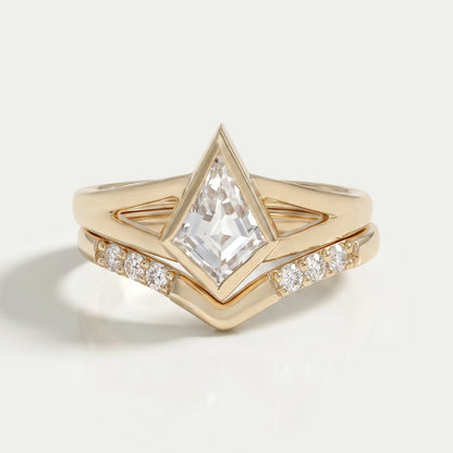 Kite Cut Lab Diamond Bezel Set Bridal Ring Set
