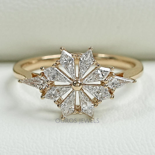 Kite Cut Lab Diamond Floral Engagement Ring Rings