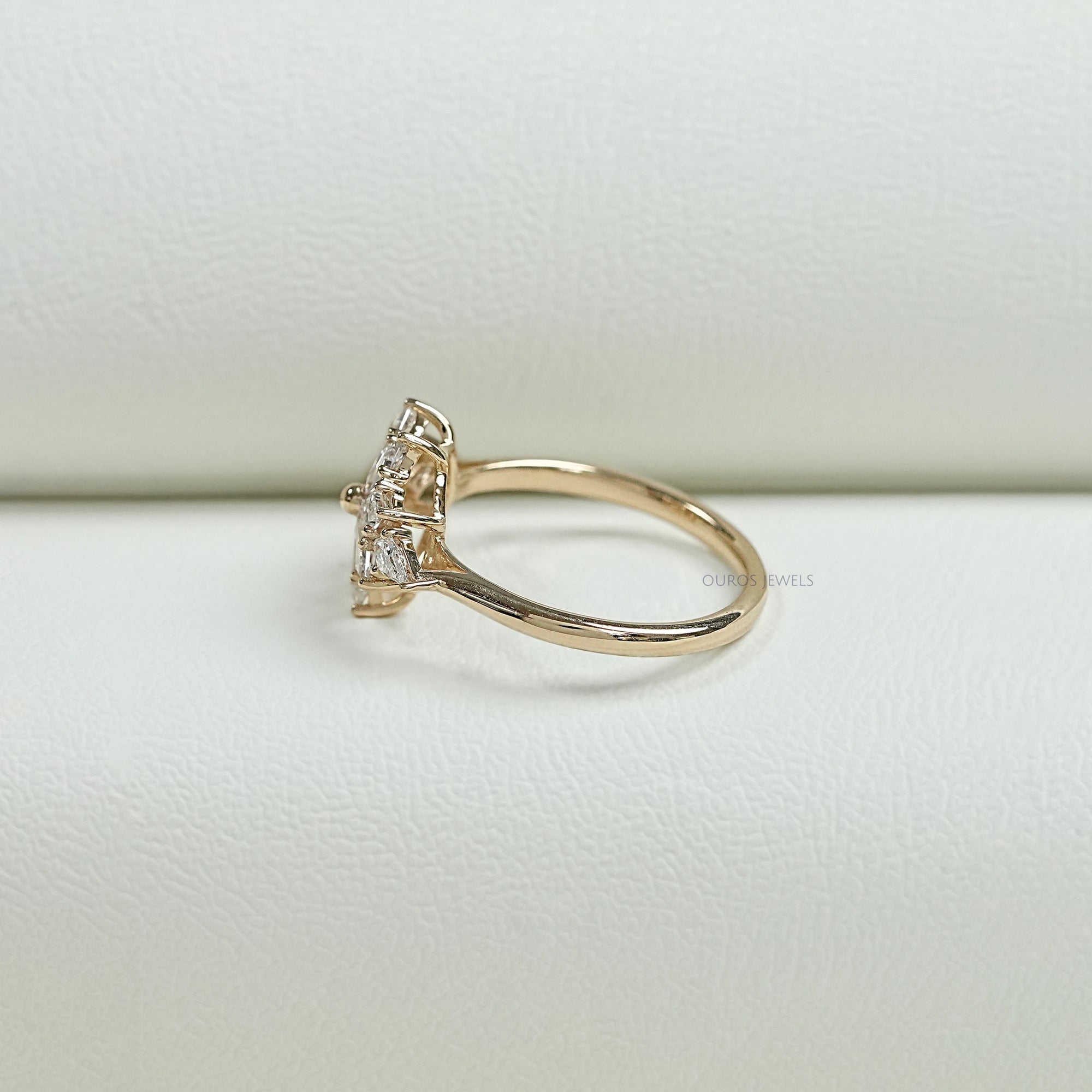 Kite Cut Lab Diamond Floral Engagement Ring Rings