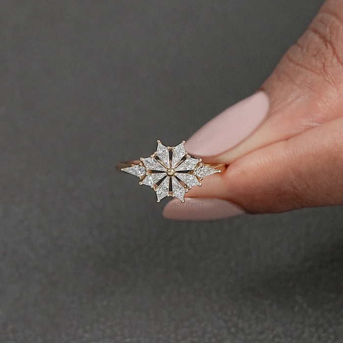 Floral Kite Shape Lab Diamond Ring
