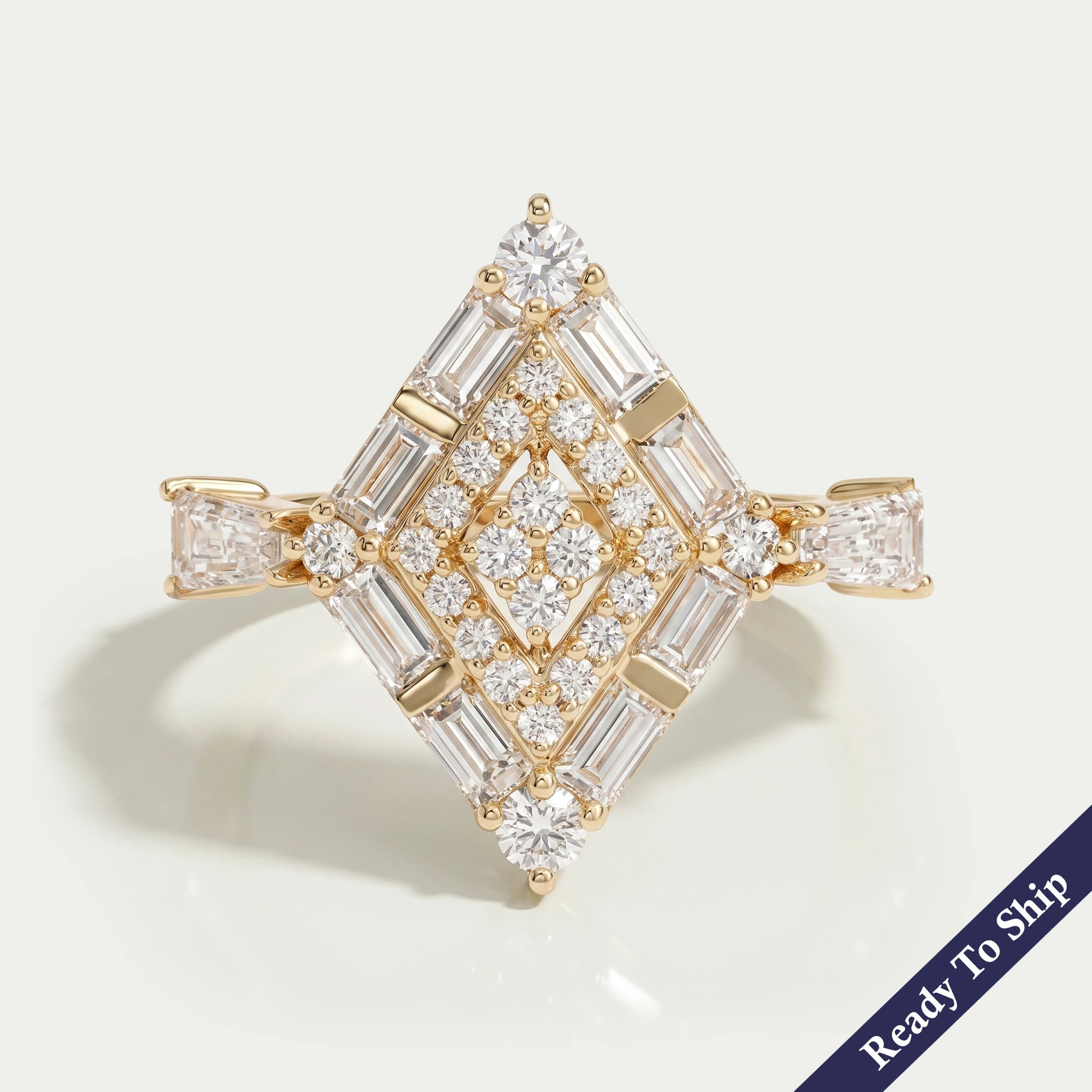 Kite Shape Double Halo Engagement Ring