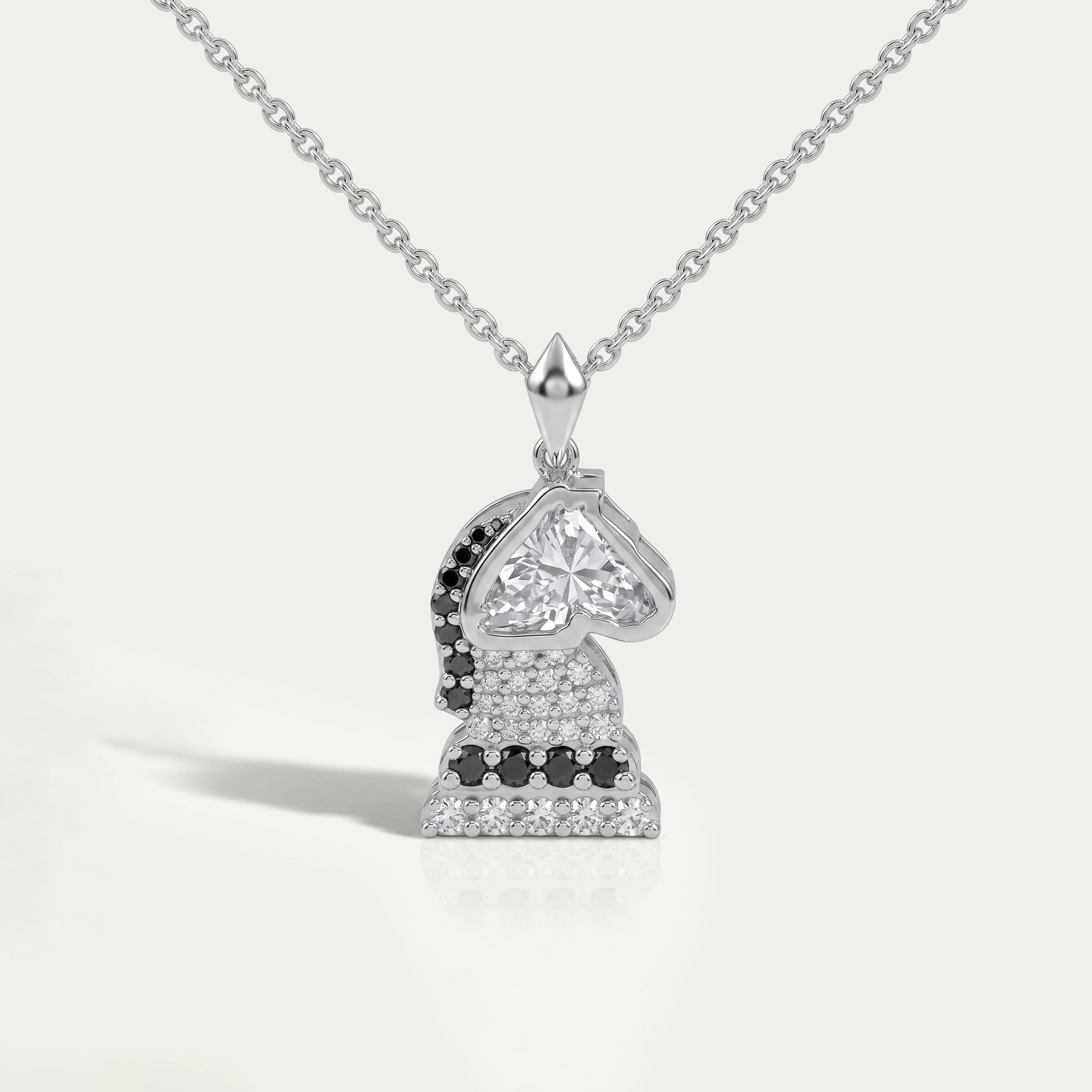 Knight Chess Horse Cut Lab Diamond Cluster Pendant 