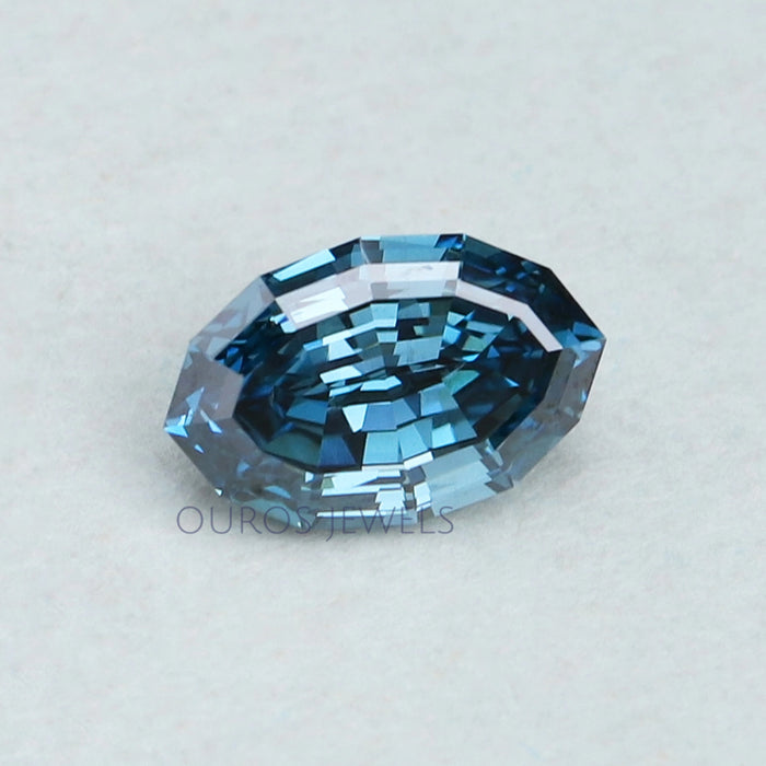 1.03 Carat Step Cut Blue Oval Lab Made Diamond