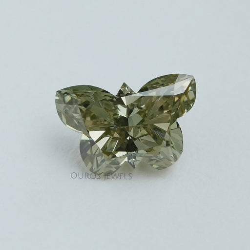 front view of green butterfly cut lab grown diamond