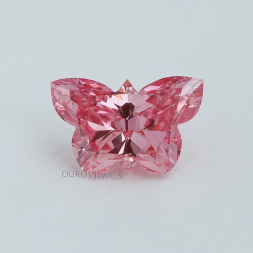 front view of 0.50 carat pink butterfly cut loose lab grown diamond