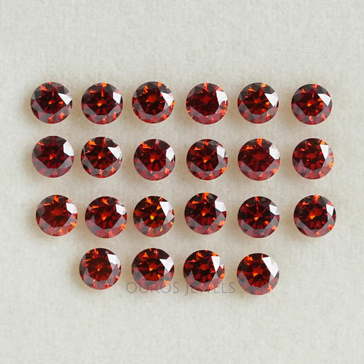 front view of red round cut loose lab grown diamond gemstones