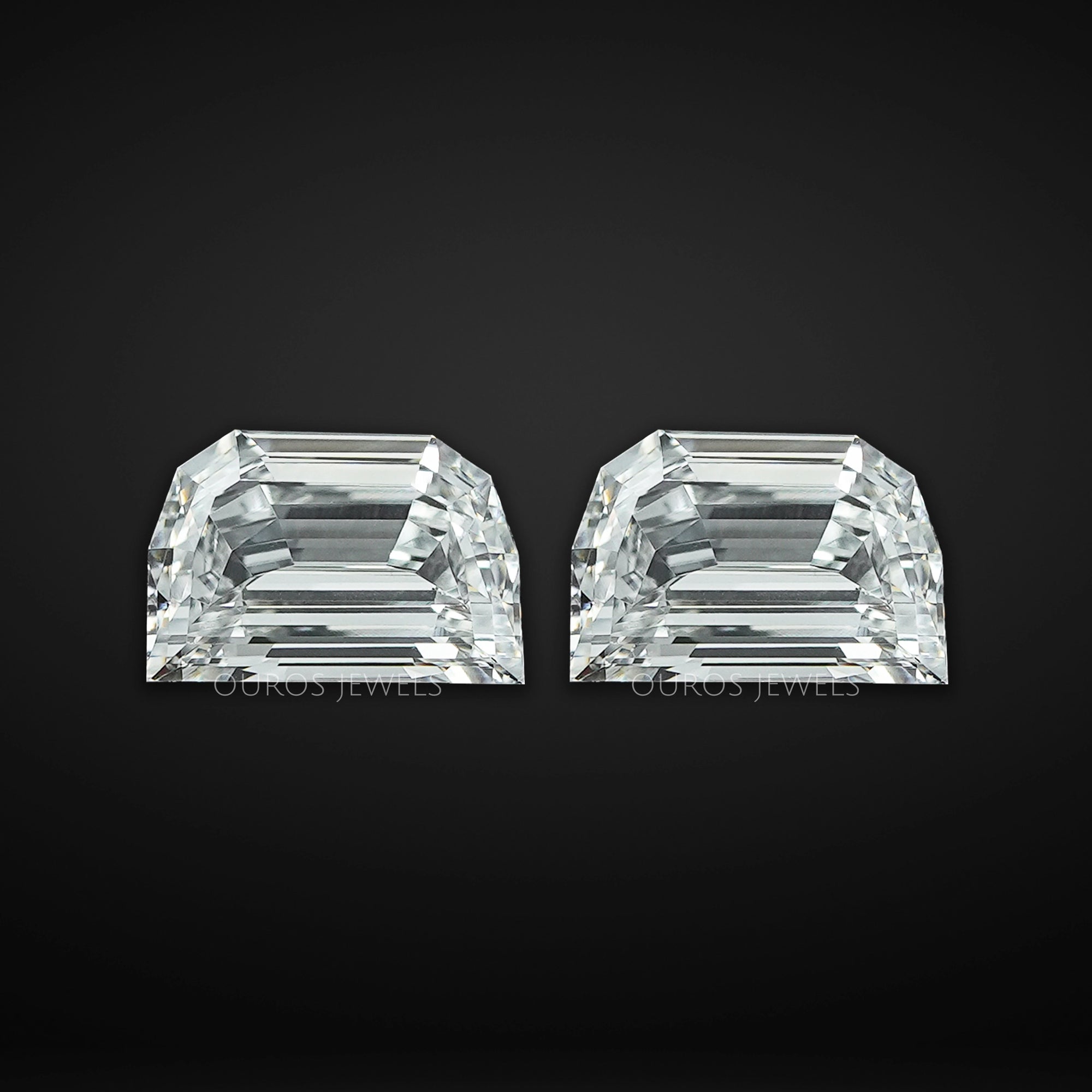 Step Cut Half Moon Diamond Matching Pair