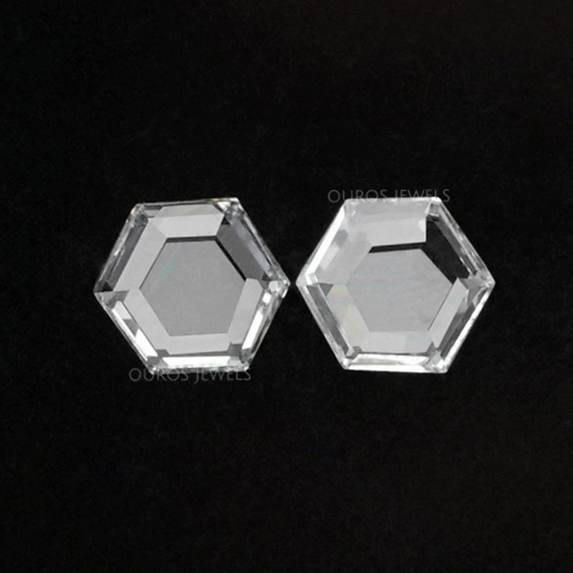 Rose Cut Hexagon Shape Lab Grown Diamond Pair Loose