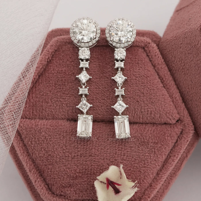 Multi-Shape Lab Created Diamond Drop Earrings