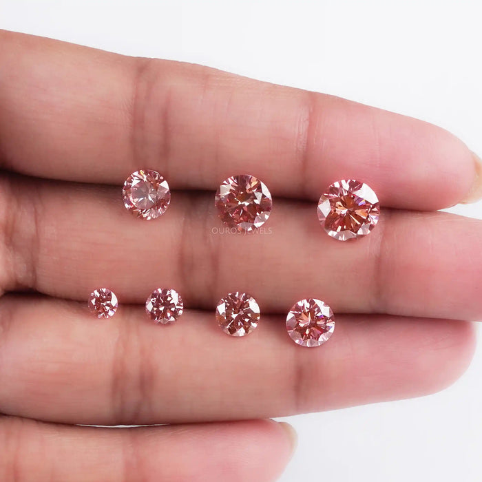 Fancy Pink Round Cut Lab Grown Diamonds