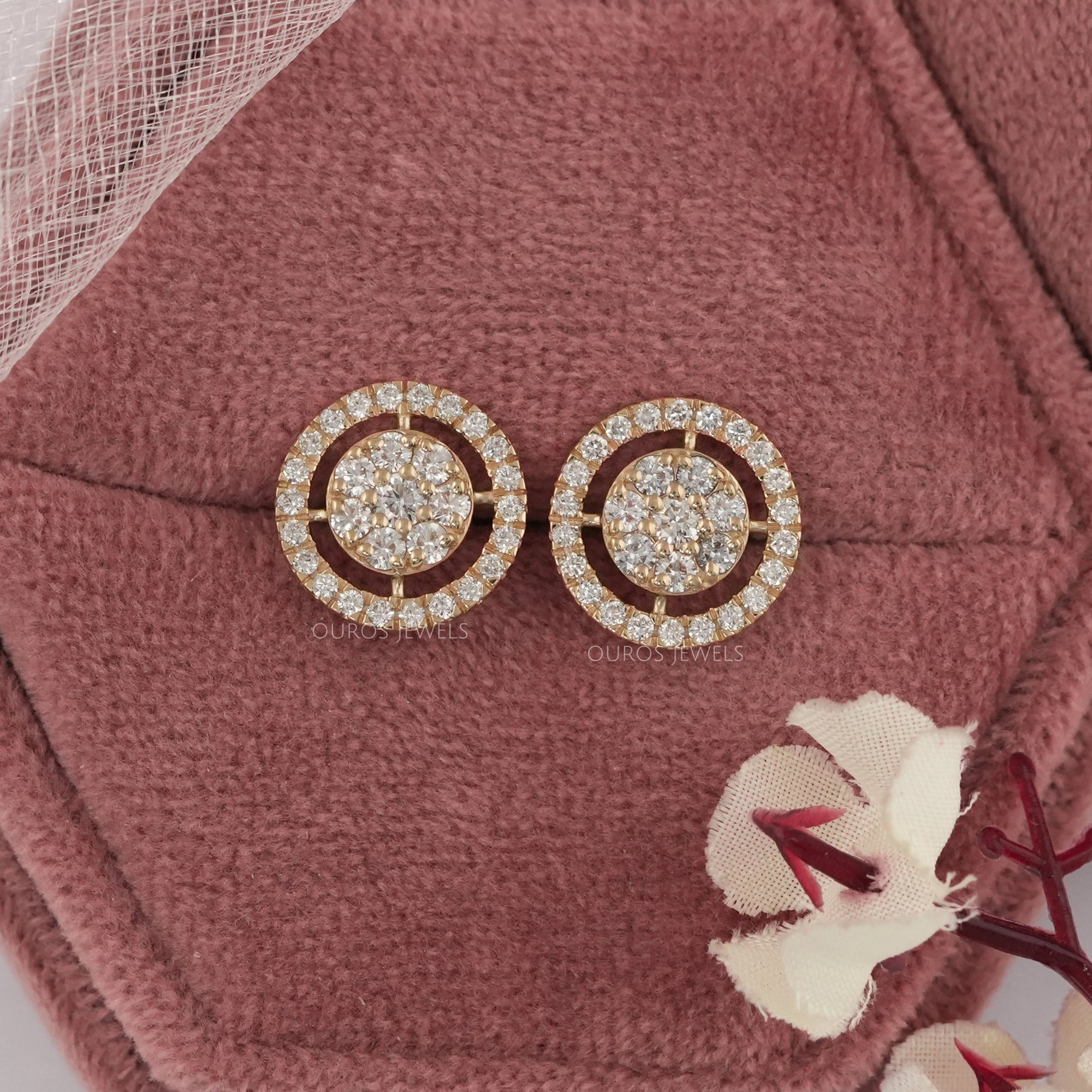 Brilliant Round Cut Lab Diamond Halo Stud Earrings Earring