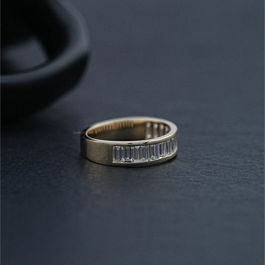 Baguette Diamond Mens Wedding Band Ring