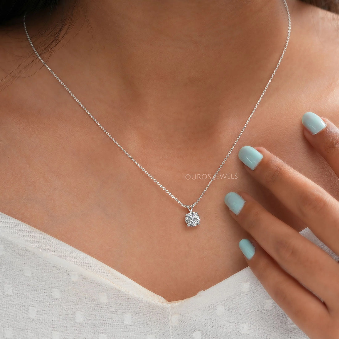 Round Lab Grown Diamond Bail Pendant Necklaces