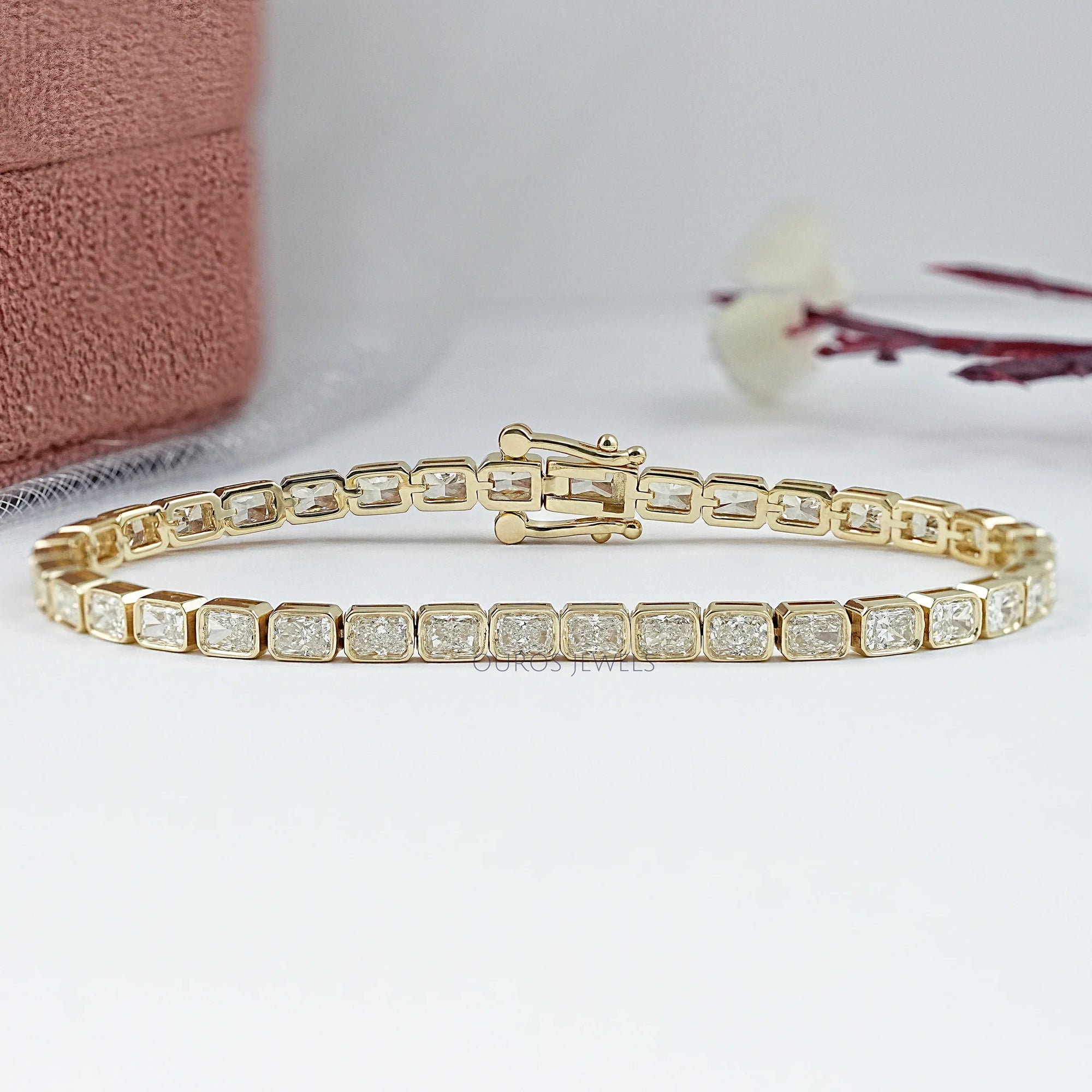 East West Radiant Lab Diamond Tennis Bracelet Bezel Set Bracelet