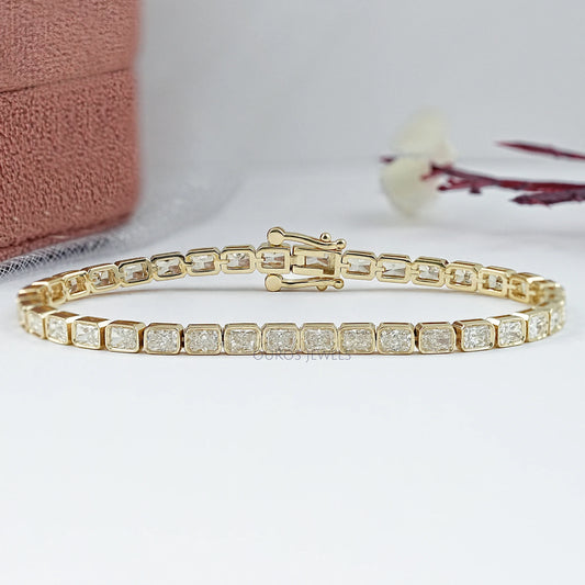 East West Radiant Lab Diamond Tennis Bracelet Bezel Set Bracelet