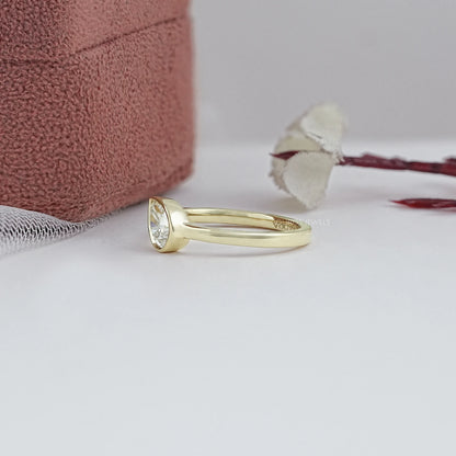 Bezel Set Lab Diamond Solitaire With Accent Ring Ring