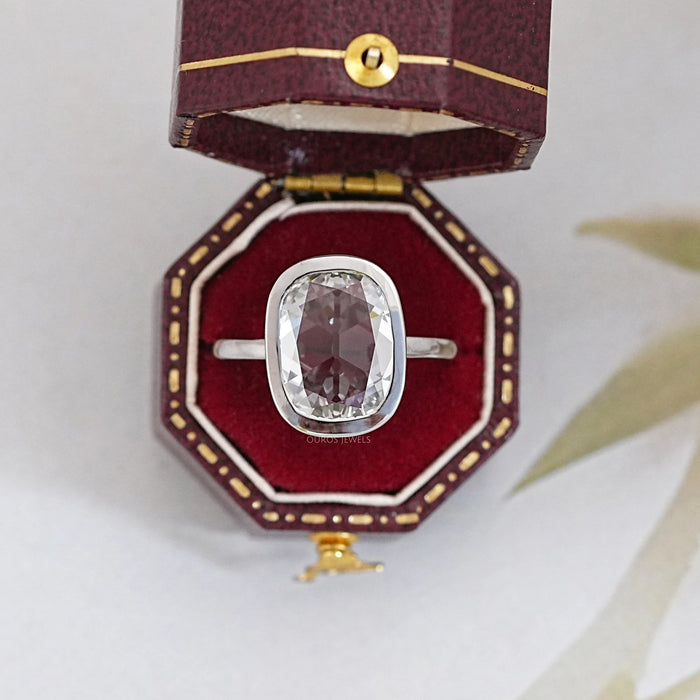 Old Mine Cushion Cut Bezel Set Solitaire Engagement Ring