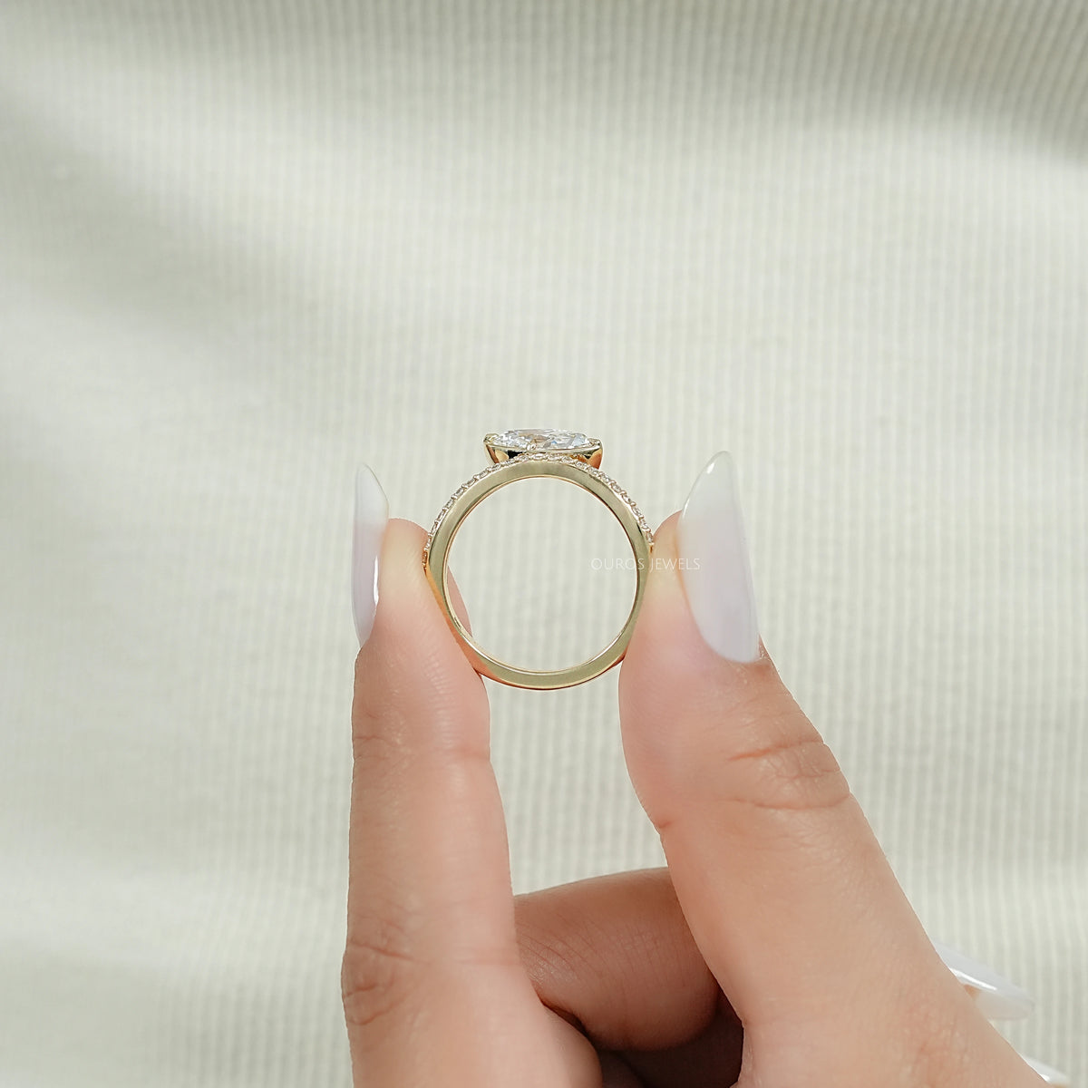 East West Old Mine Marquise Cut Curved Bridal Ring Set