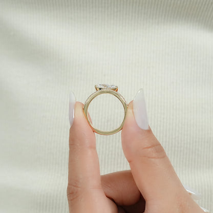 East West Old Mine Marquise Cut Curved Bridal Ring Set