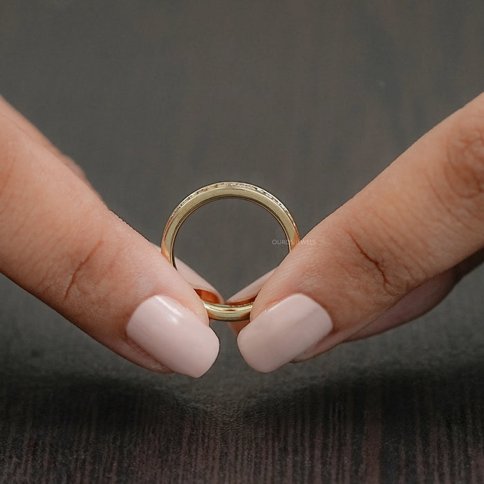 Baguette Lab Diamond Channel Set Half Eternity Band