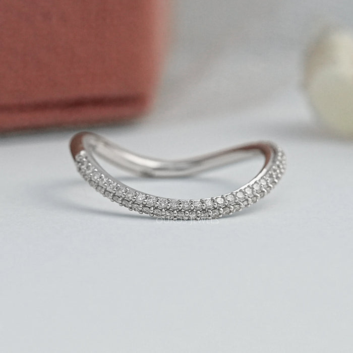 Pave Set Round Lab Diamond Curved Band