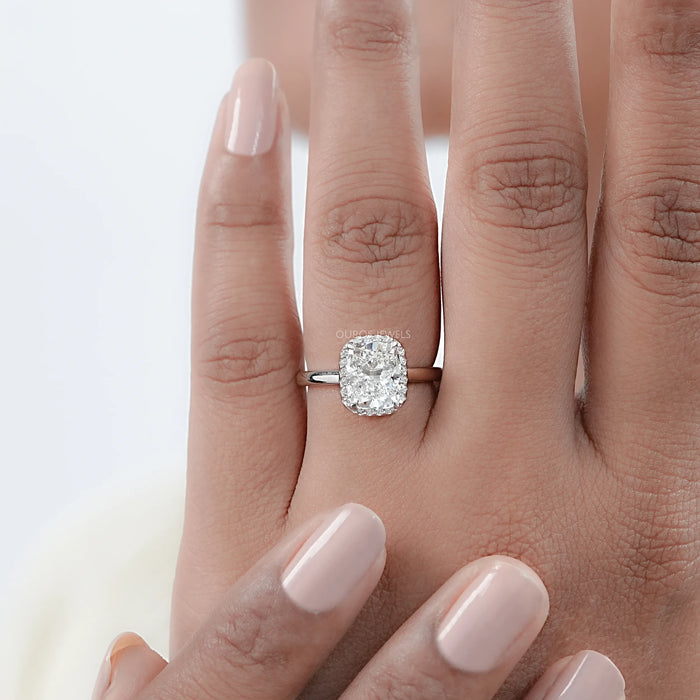 Cushion Cut Halo Lab Grown Diamond Ring