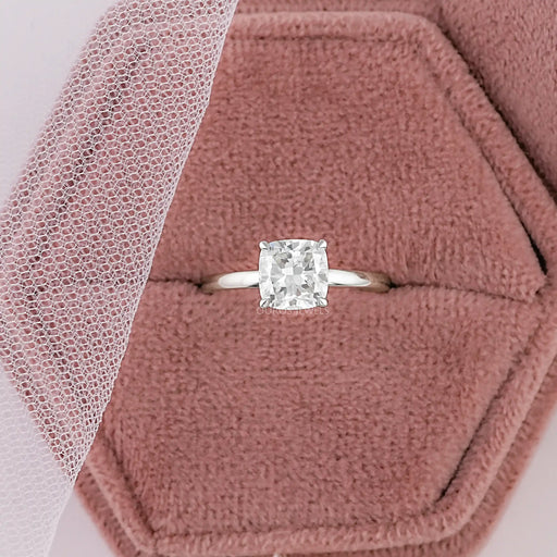 igi certified cushion cut lab diamond engagement ring in jewelry box