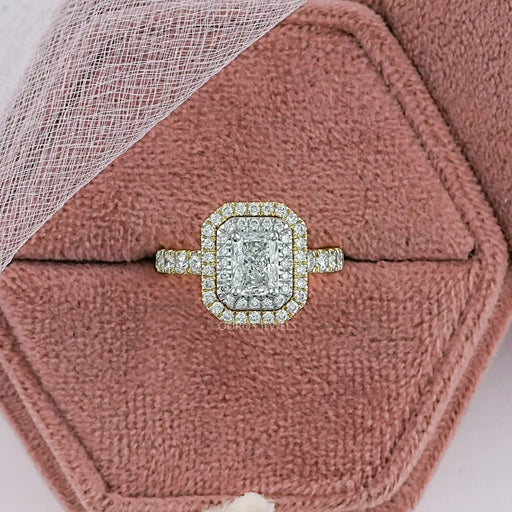 Radiant Cut Double Halo Solitaire Accent Engagement Ring Rings