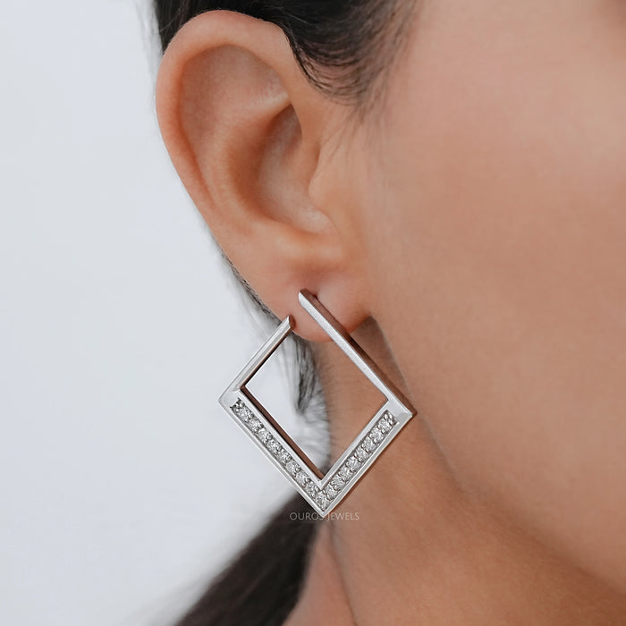 Square Lab Grown Diamond Hoop Earrings