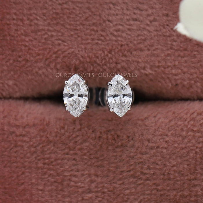 Marquise Cut Lab Grown Diamond Stud Earrings