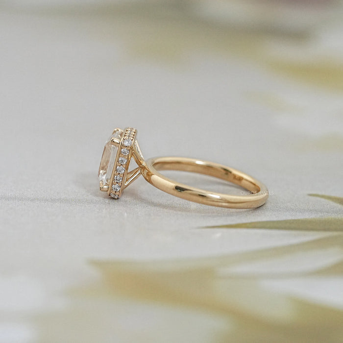 Old Mine Cushion Cut Hidden Halo Engagement Ring