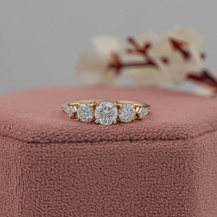 Five Stone Round And Kite Lab Diamond Engagement Ring