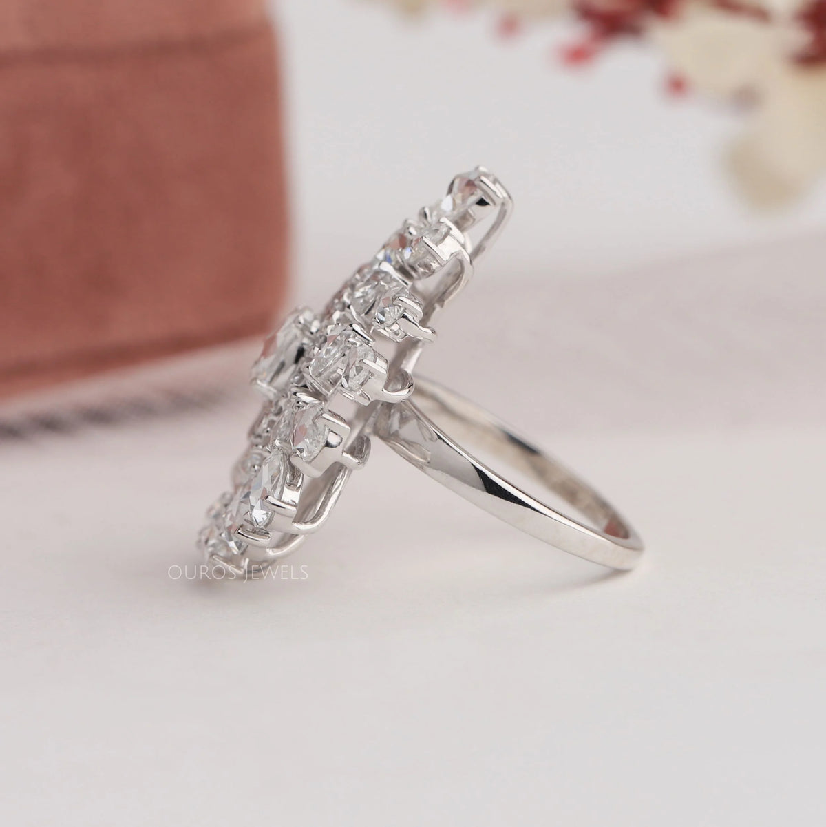 Rose Cut Lab Diamond Cluster Ring Ring