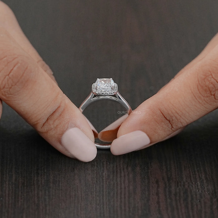 Cushion Cut Halo Lab Grown Diamond Ring