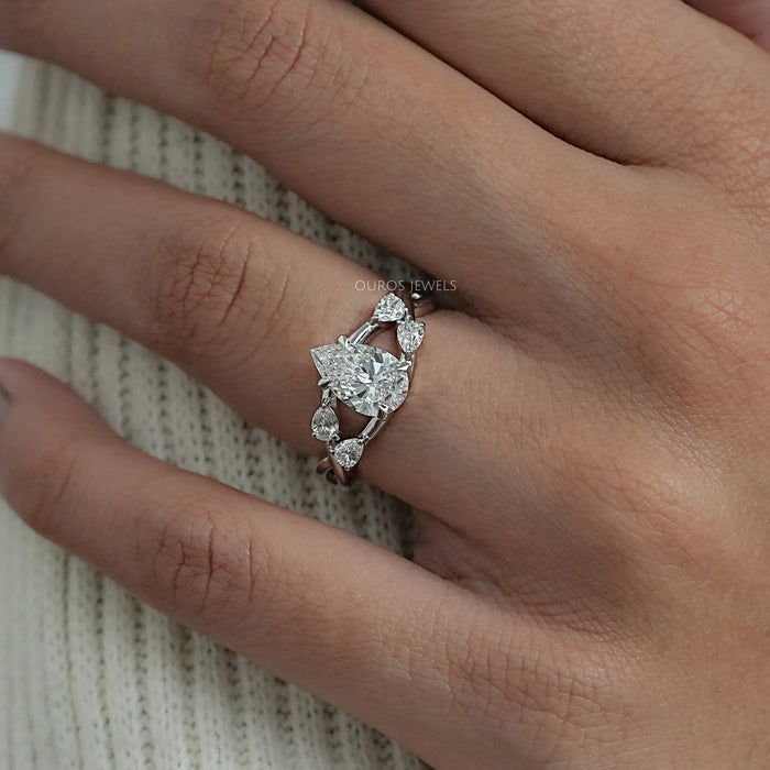Infinity Pear Lab Diamond Engagement Ring