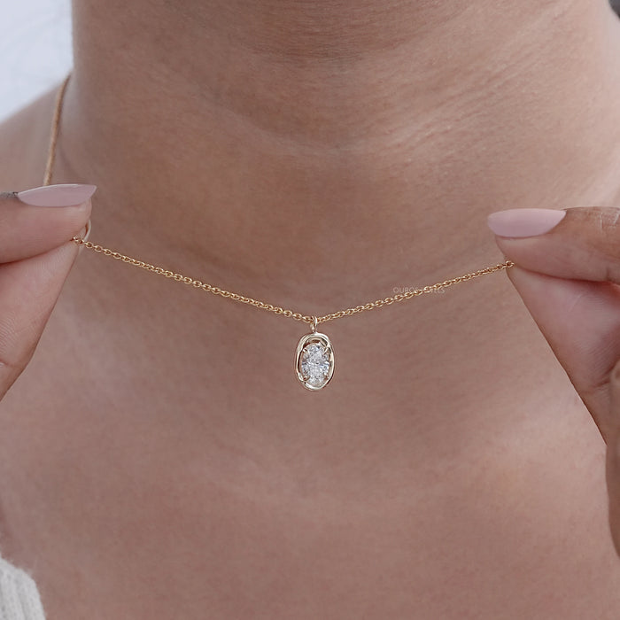 Oval Lab Diamond Molten Heirloom Pendant