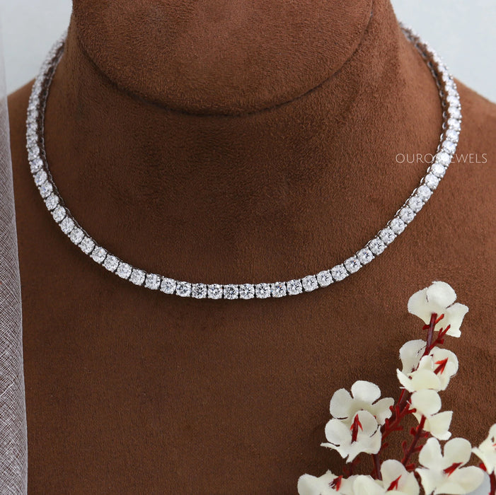 Stunning Round Cut Lab Diamond Tennis Necklace