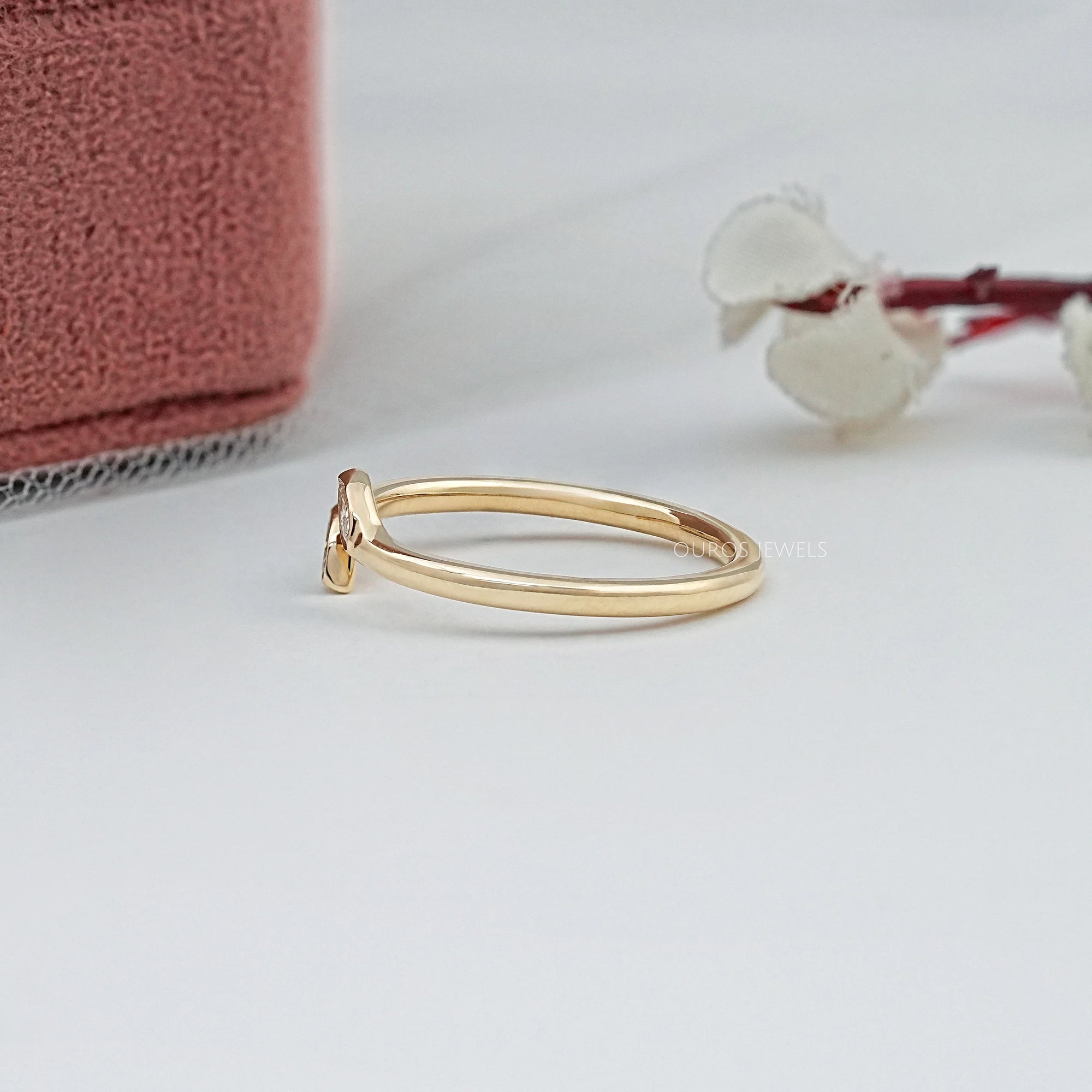 Marquise Lab Diamond Bezel Set Open Cuff Ring Ring