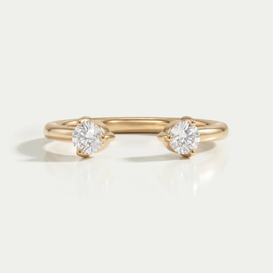 Round Lab Diamond Open Cuff Wedding Ring Rings