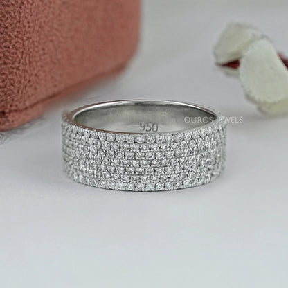 Round Diamond Pave Set Eternity Men's Wedding Band Ring