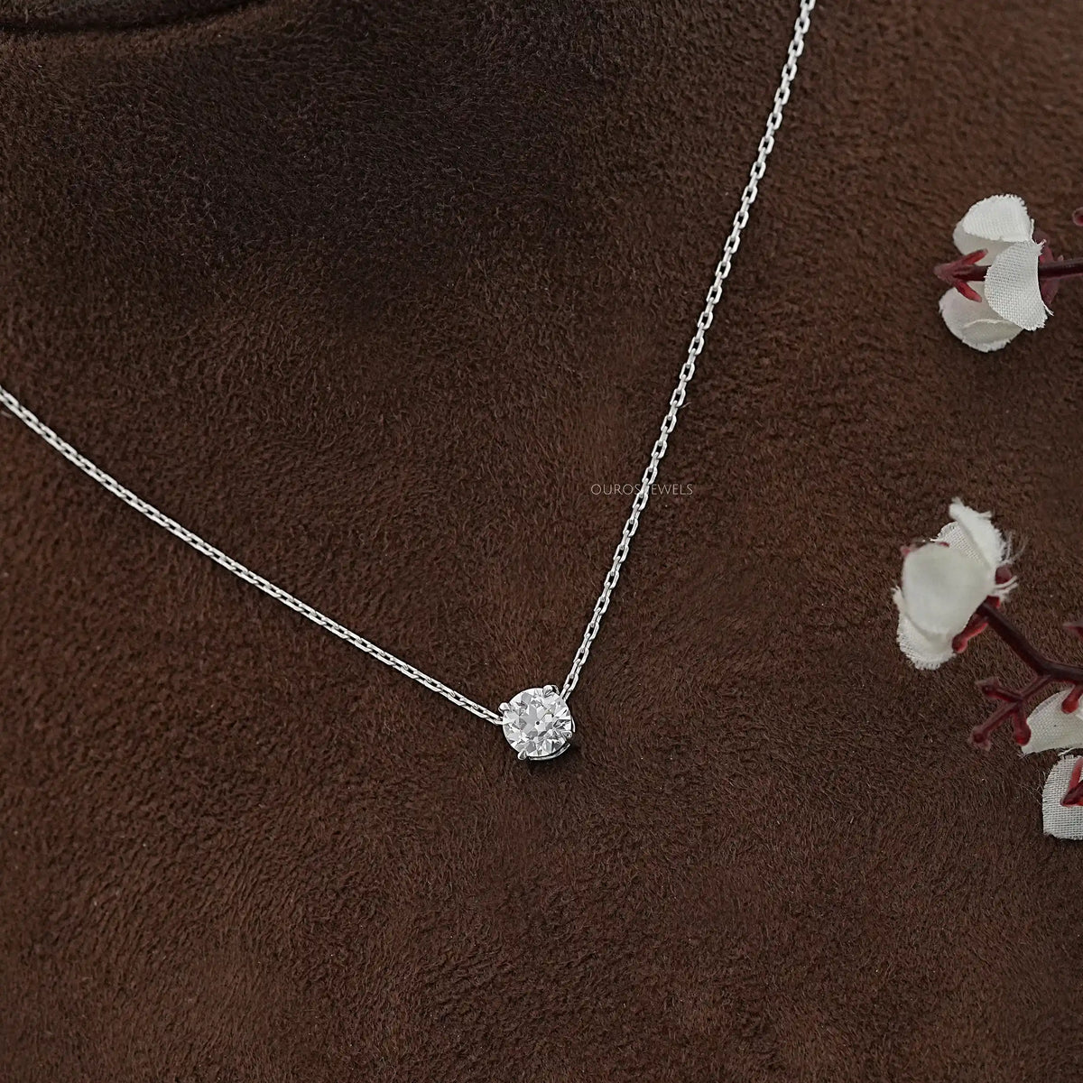 Old European Round Lab Diamond Solitaire Pendant Necklaces