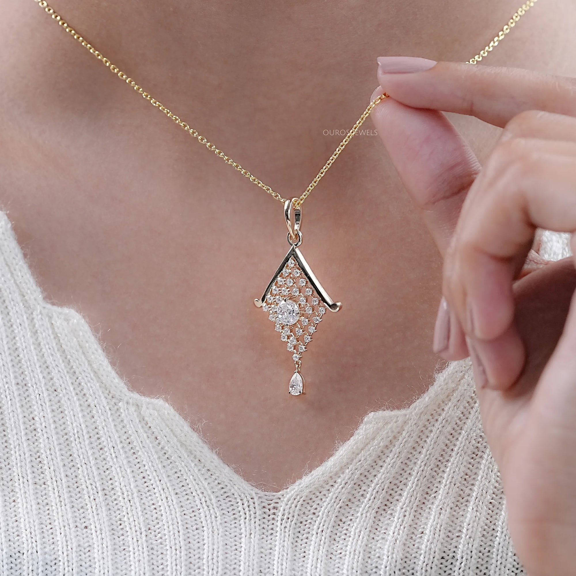 Portuguese Round Cut Lab Diamond Pendant Necklaces