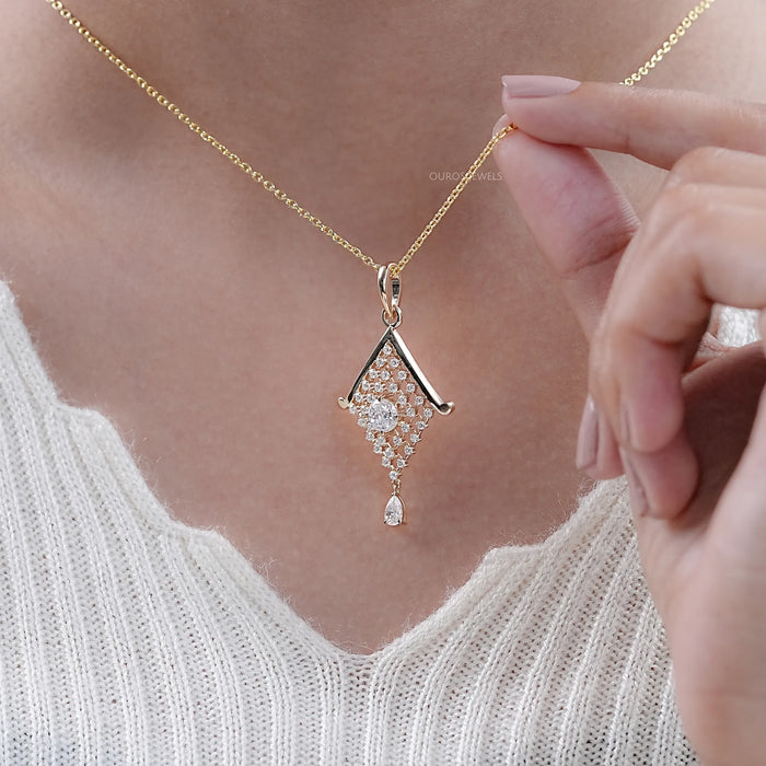 Portuguese Round Cut Lab Diamond Pendant