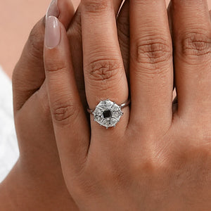 Princess Cut Lab Diamond Halo Dutch Marquise Ring