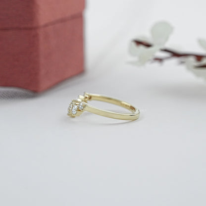 Rose Cut Round Diamond Curved Engagement Ring