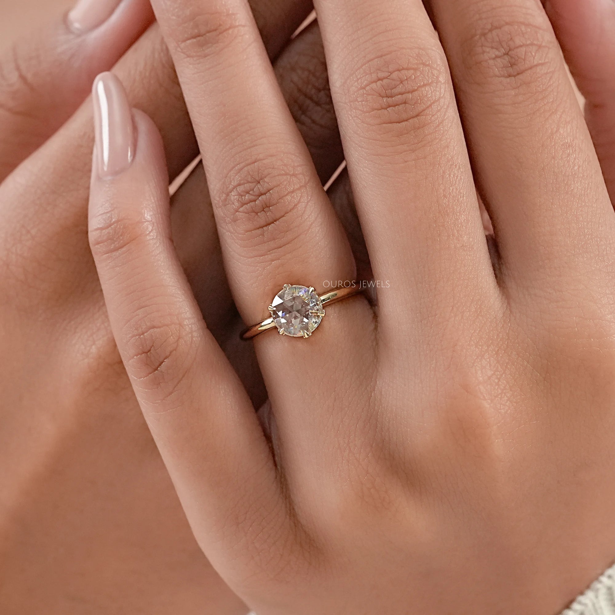 Rose Cut Round Diamond Solitaire Ring