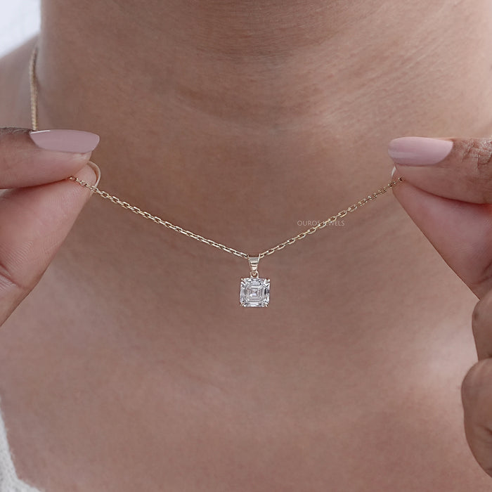 Asscher Lab Diamond Solitaire Pendant