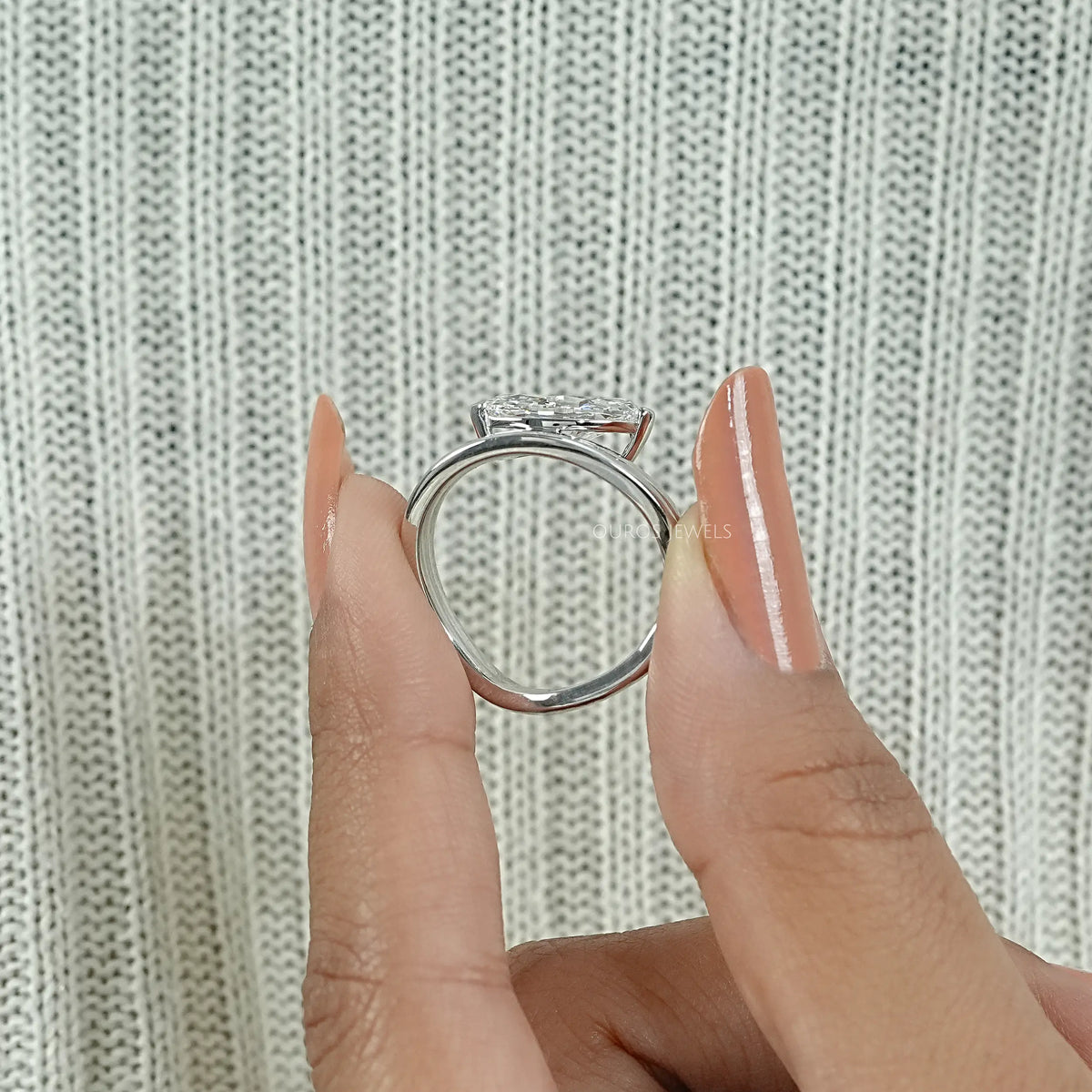 Marquise Diamond Plain Band Ring Set in Gold Rings