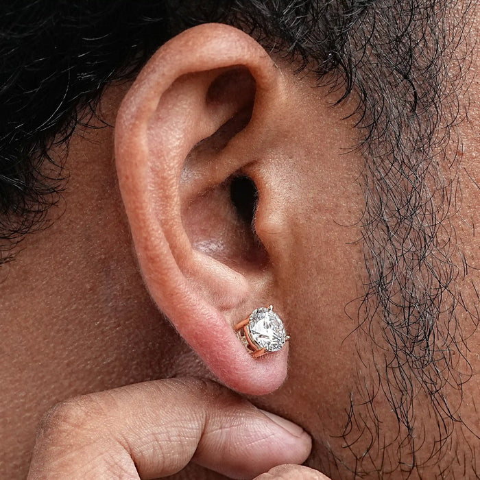 Lab Grown Solitaire Diamond Earrings for Men